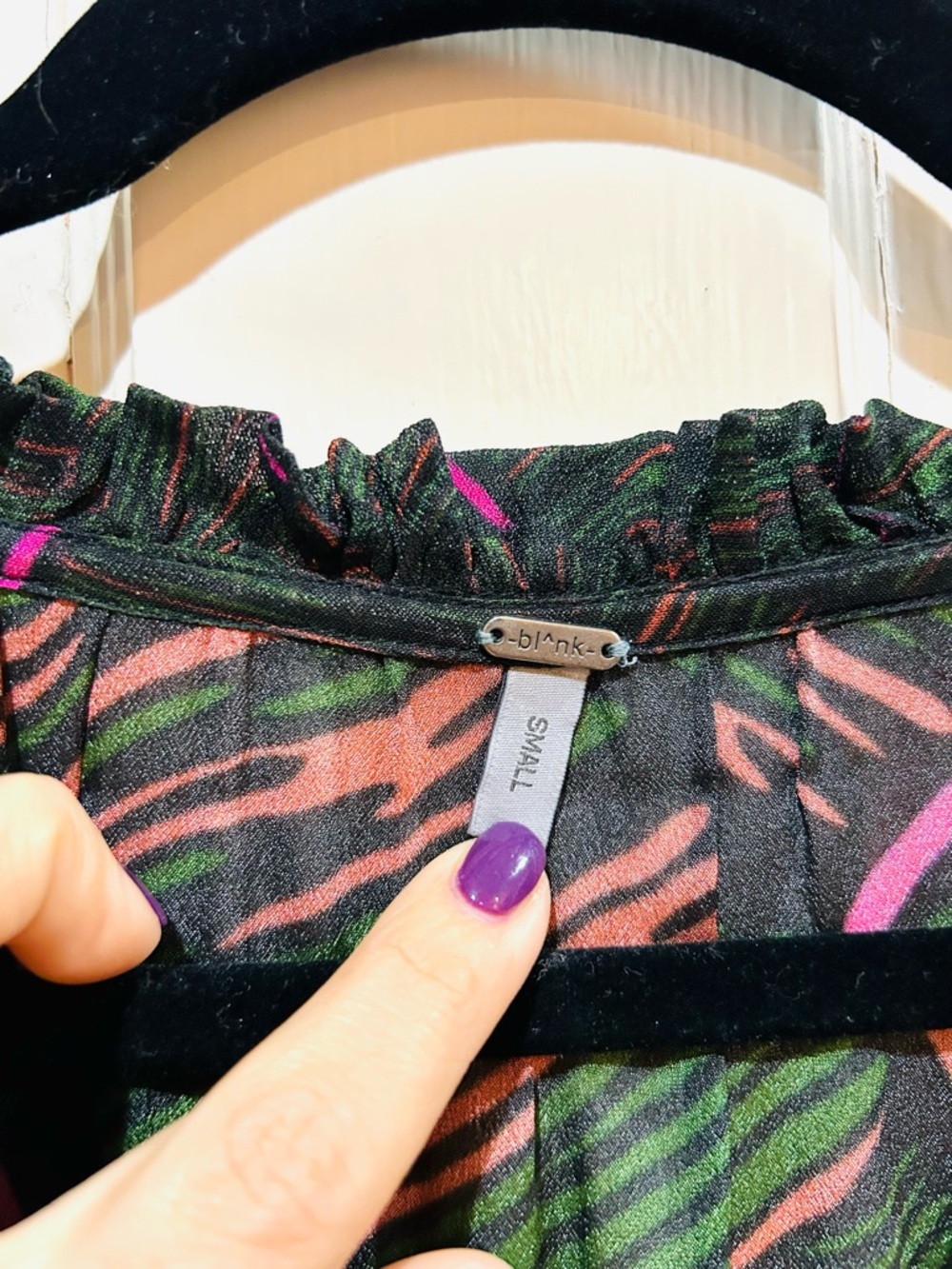 bl-nk london Anthropologie Fern Frond Leaves Smocked Peasant Blouse Boho Size S - Picture 5 of 6